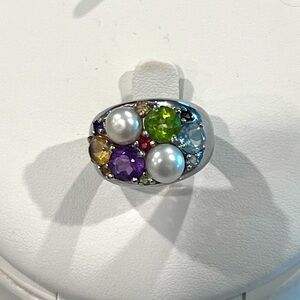 Ross Simon’s 2.85cttw multi gemstone and cultured pearl ring.